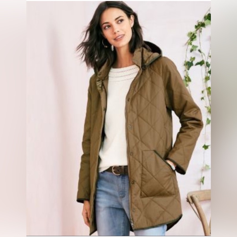 Garnet Hill Coated Cotton Quilted Jacket